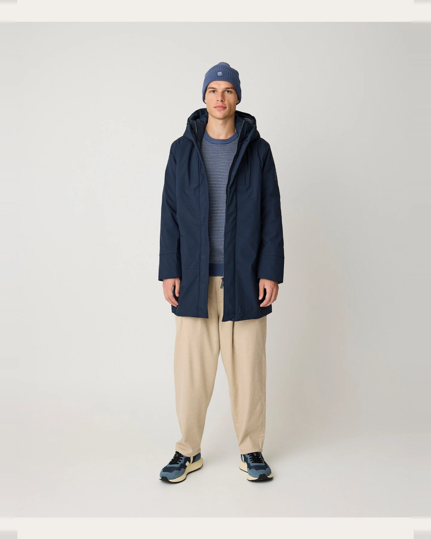 KnowledgeCotton Apparel Herren vegan Jacke Long Climate Shell Total Eclipse Navy – Ansicht 2