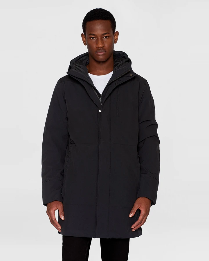 KnowledgeCotton Apparel Herren vegan Jacke Long Climate Shell Black Jet