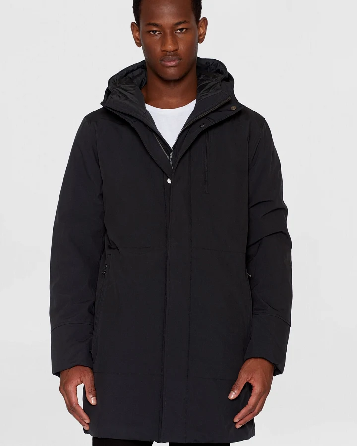 KnowledgeCotton Apparel Herren vegan Jacke Long Climate Shell Black Jet