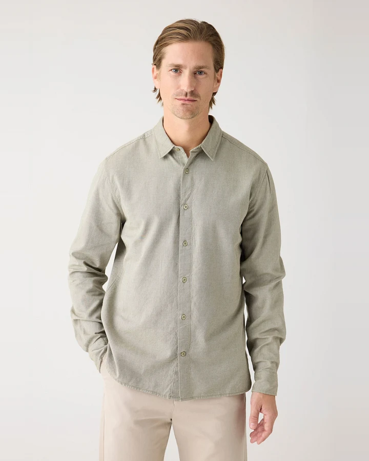 KnowledgeCotton Apparel Herren vegan Hemd Light Twill Burned Olive