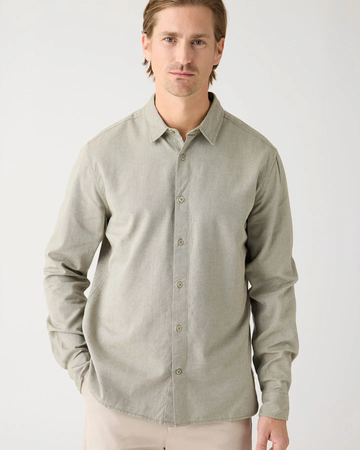 KnowledgeCotton Apparel Herren vegan Hemd Light Twill Burned Olive