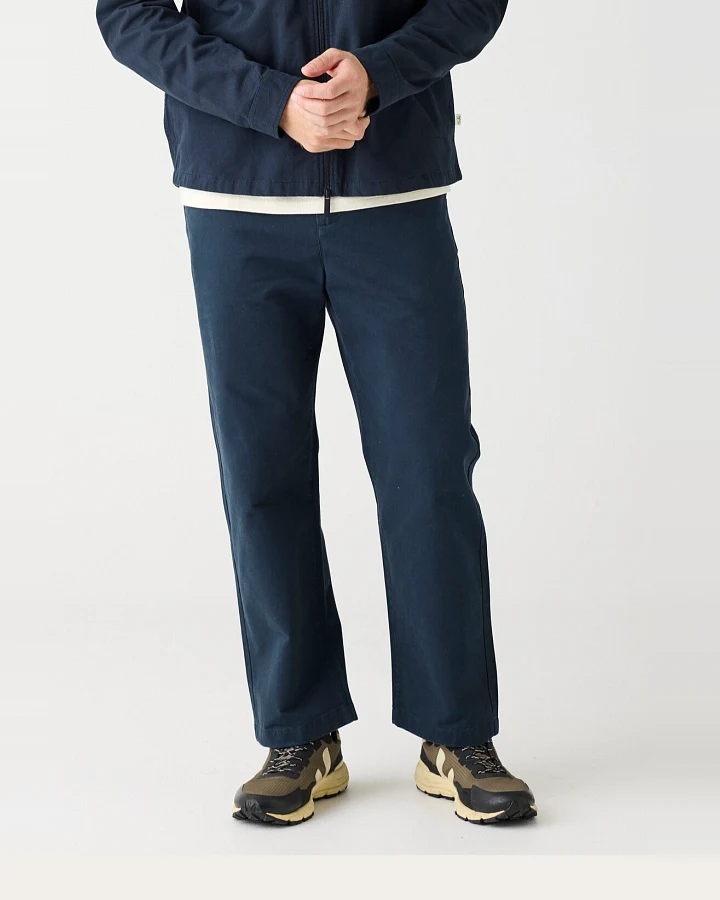 KnowledgeCotton Apparel Herren vegan Chino-Hose Flint Wide Total Eclipse Navy