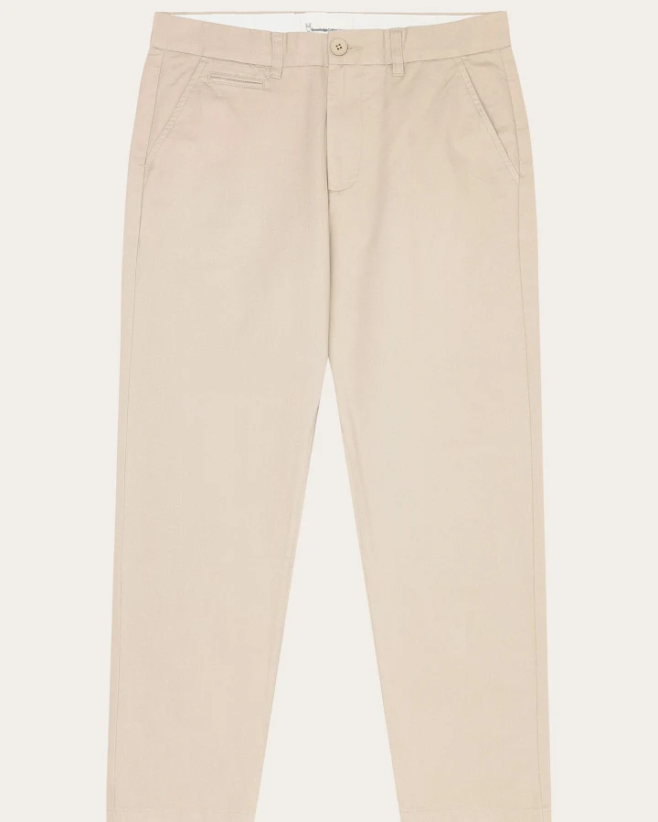 KnowledgeCotton Apparel Herren vegan Chino-Hose Flint Wide Light Feather Gray