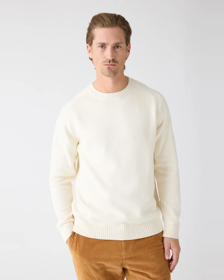 KnowledgeCotton Apparel Herren vegan Strickpullover Einfarbig Rundhalsausschnitt Reiher Weiß