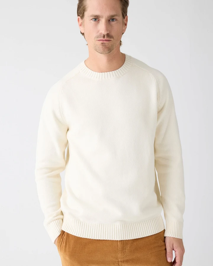KnowledgeCotton Apparel Herren vegan Strickpullover Einfarbig Rundhalsausschnitt Reiher Weiß