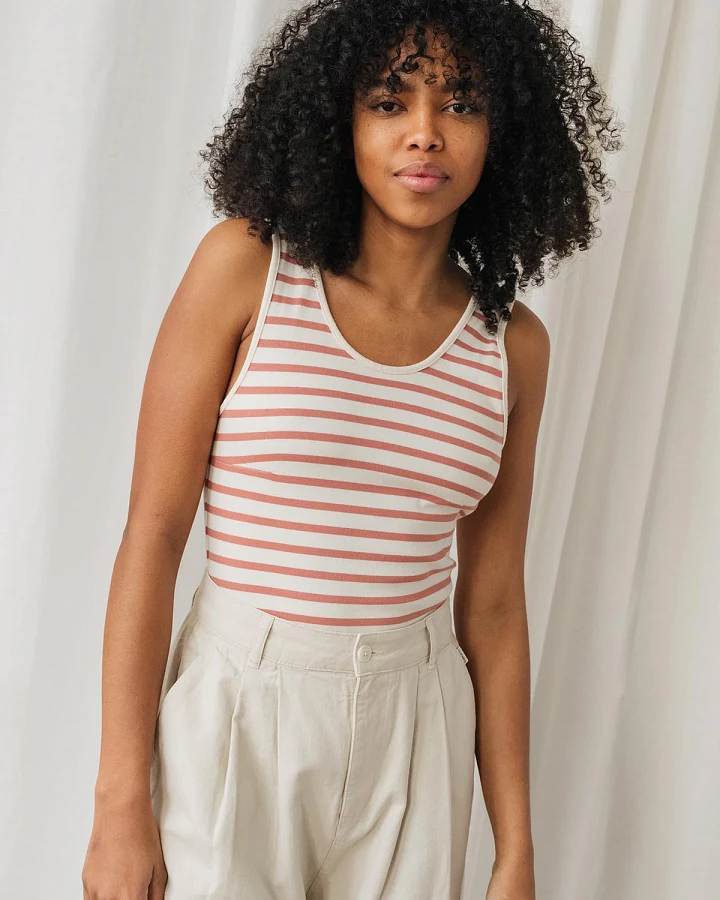 TWOTHIRDS Damen vegan Bodysuit Boko Rosa Streifen Pink