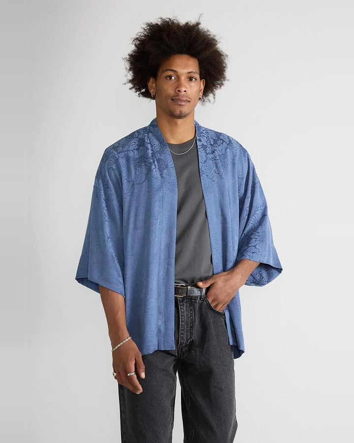 Yahmo Herren vegan Kimono Strickjacke Erich Zen Indigo