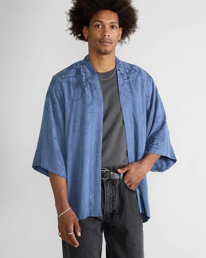 Yahmo Herren vegan Kimono Strickjacke Erich Zen Indigo