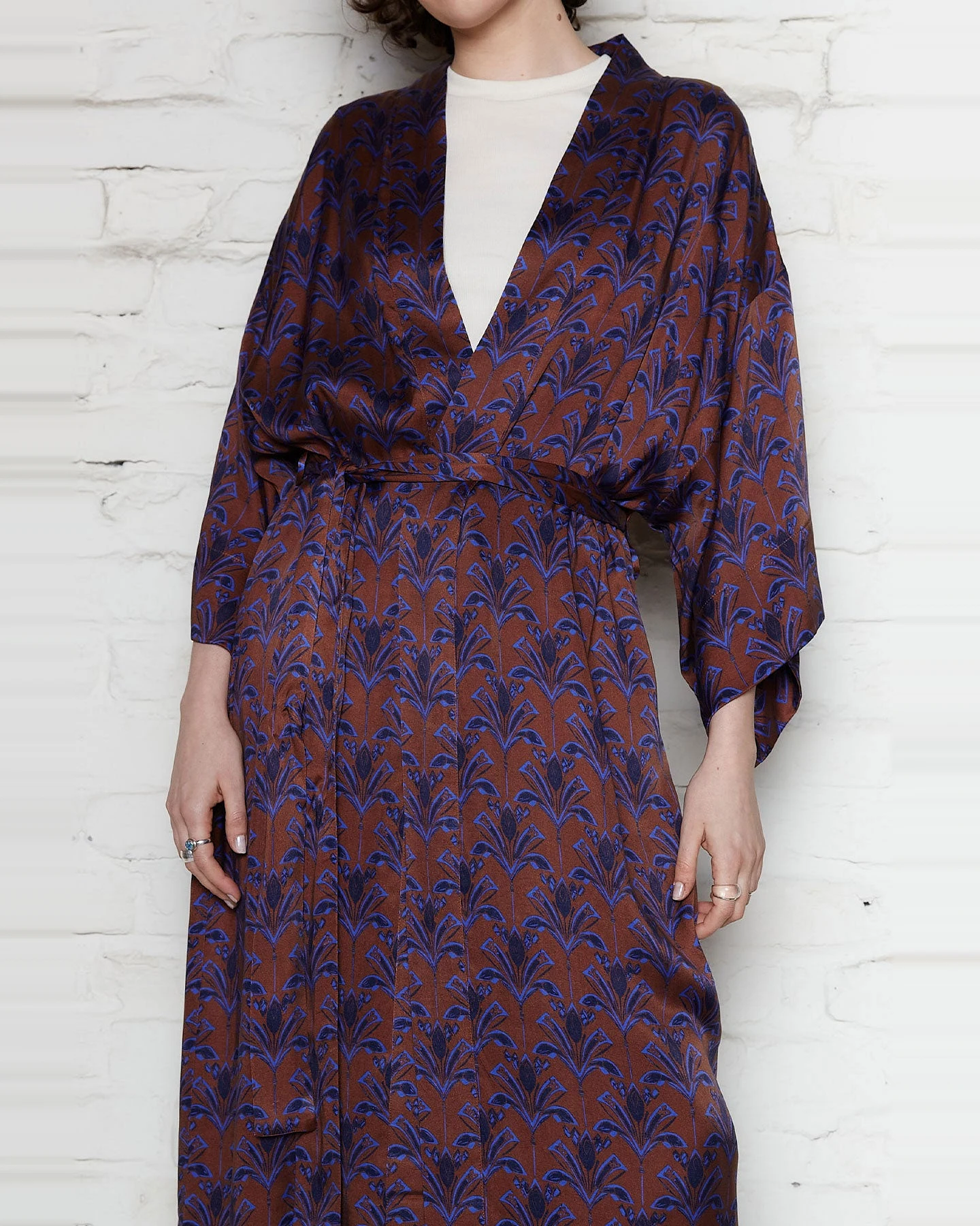 Yahmo Damen vegan Kimono Liese Moka Lila/Braun – Ansicht 2
