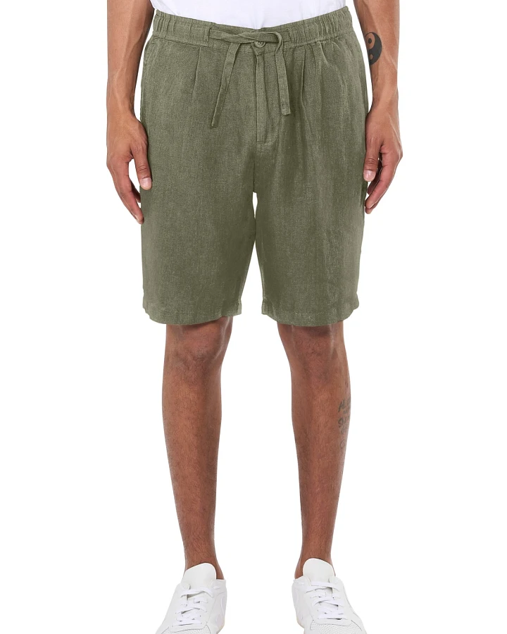 KnowledgeCotton Apparel Herren vegan Shorts Lose Leinen Gebranntes Olive
