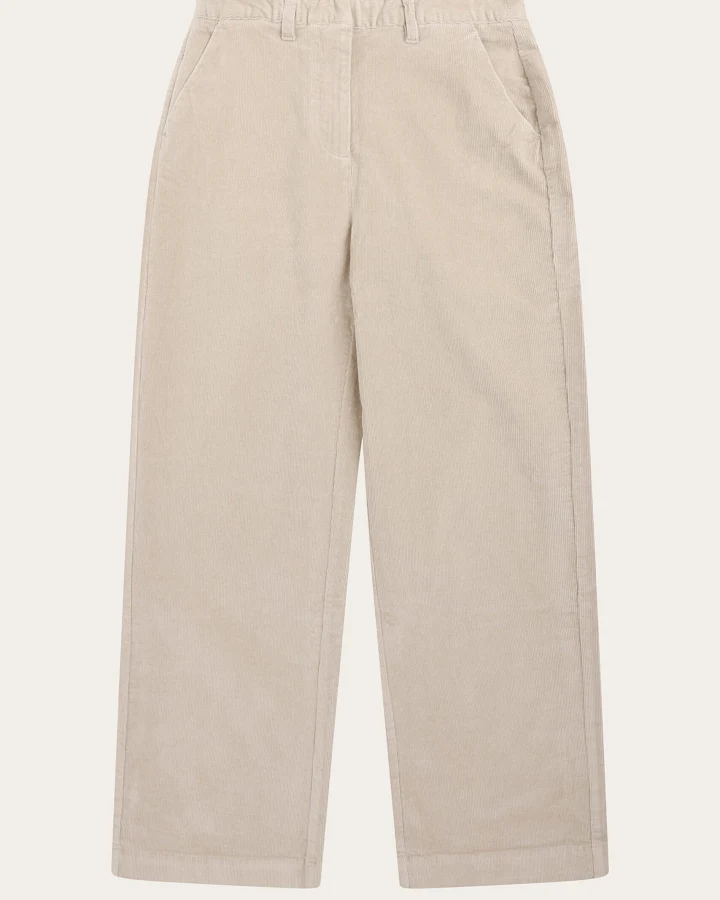 KnowledgeCotton Apparel Damen vegan Hose Damen Bora Wide Corduroy Light Feather Gray