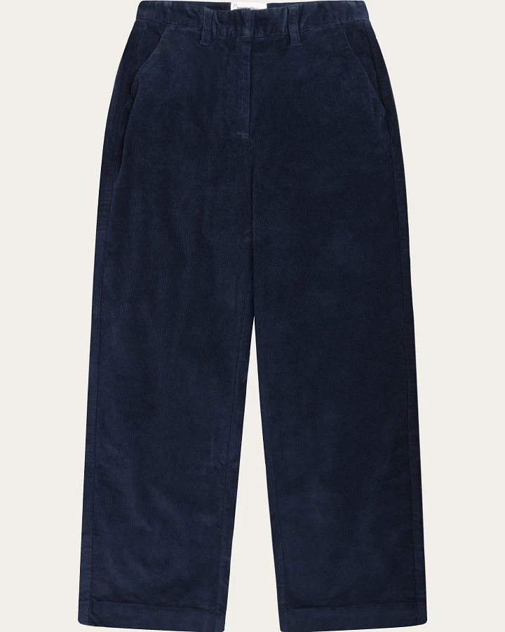 KnowledgeCotton Apparel Damen vegan Hose Damen Bora Wide Corduroy Night Sky