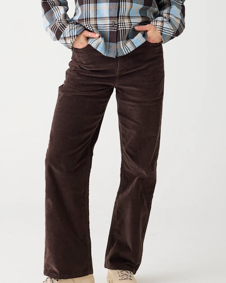 KnowledgeCotton Apparel Damen vegan Hose Bora Wide Corduroy Chocolate Torte