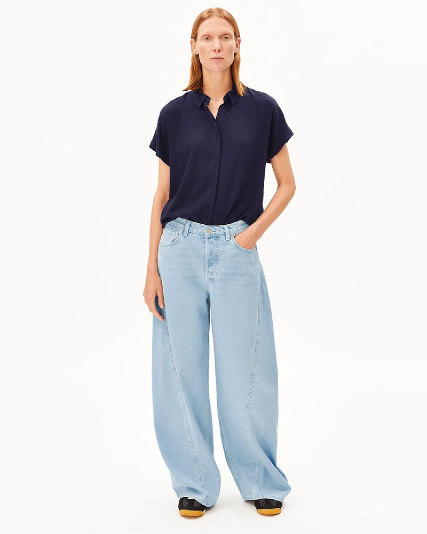 ARMEDANGELS Damen vegan Bluse Larisaana Tinted Navy – Ansicht 2