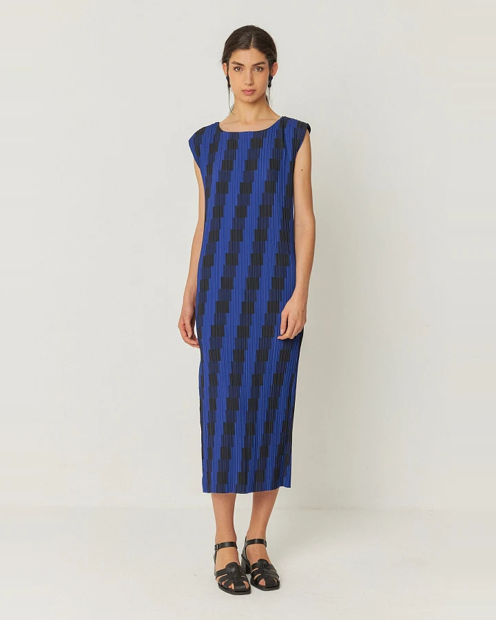 SKFK Damen vegan Kleid Idurre Blau/Schwarz