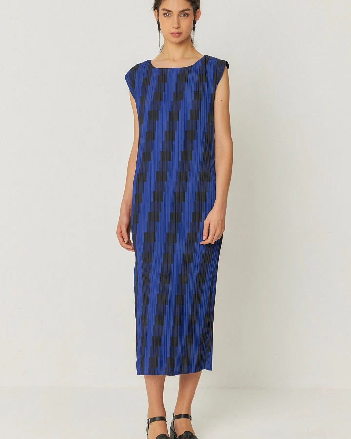 SKFK Damen vegan Kleid Idurre Blau/Schwarz