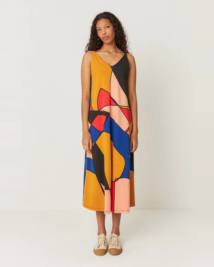 SKFK Damen vegan Kleid Martina Mehrfarbig