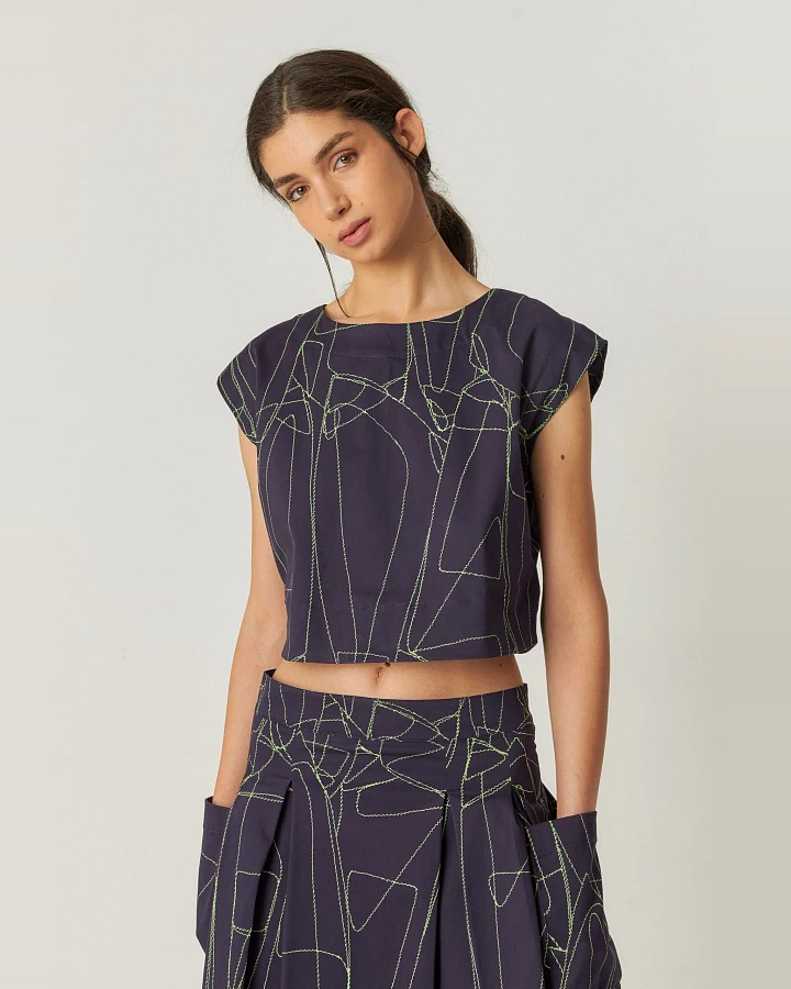 SKFK Damen vegan Bluse Jana Marineblau