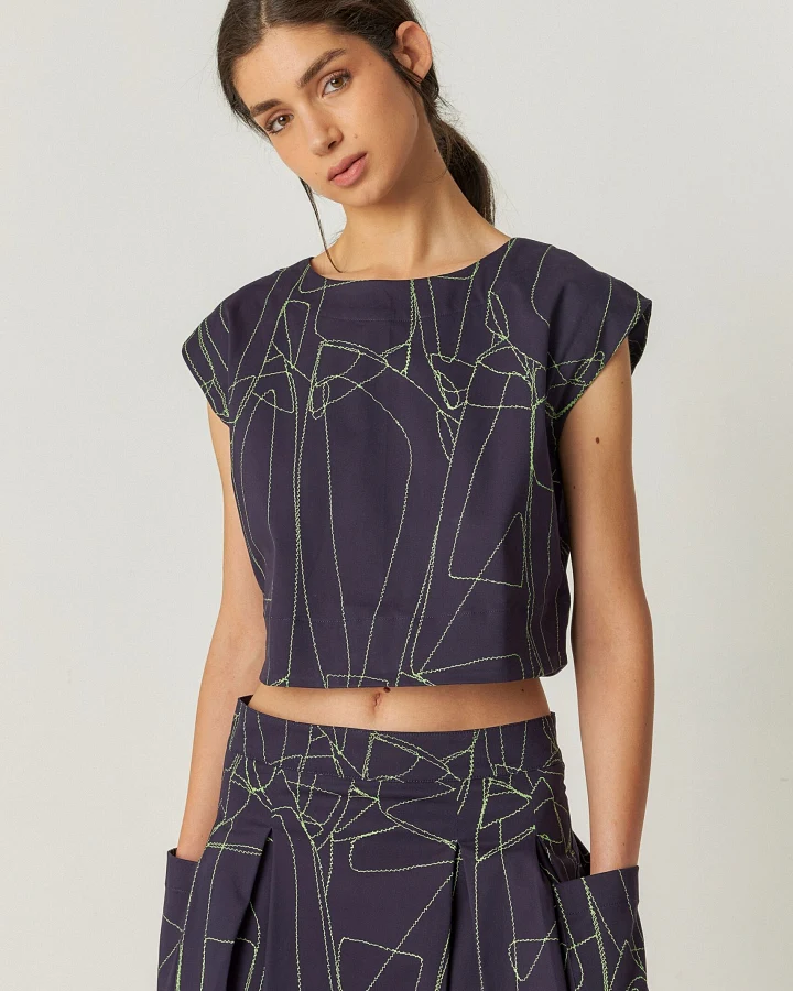 SKFK Damen vegan Bluse Jana Marineblau