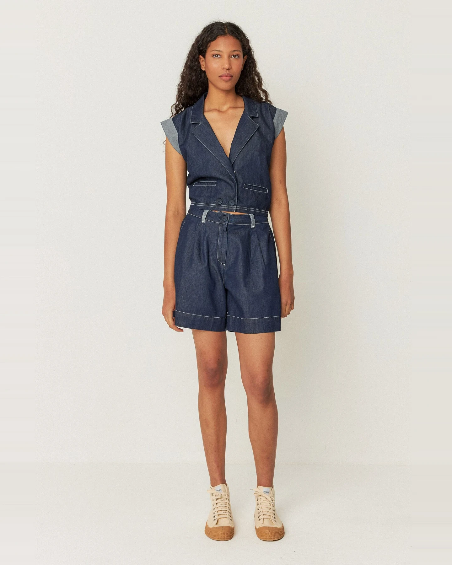 SKFK Damen vegan Denim Shirt Iduia Blau – Ansicht 2