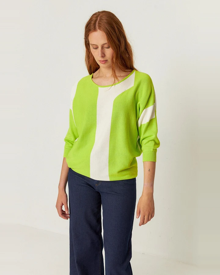 SKFK Damen vegan Pullover Naike Grün/Weiß