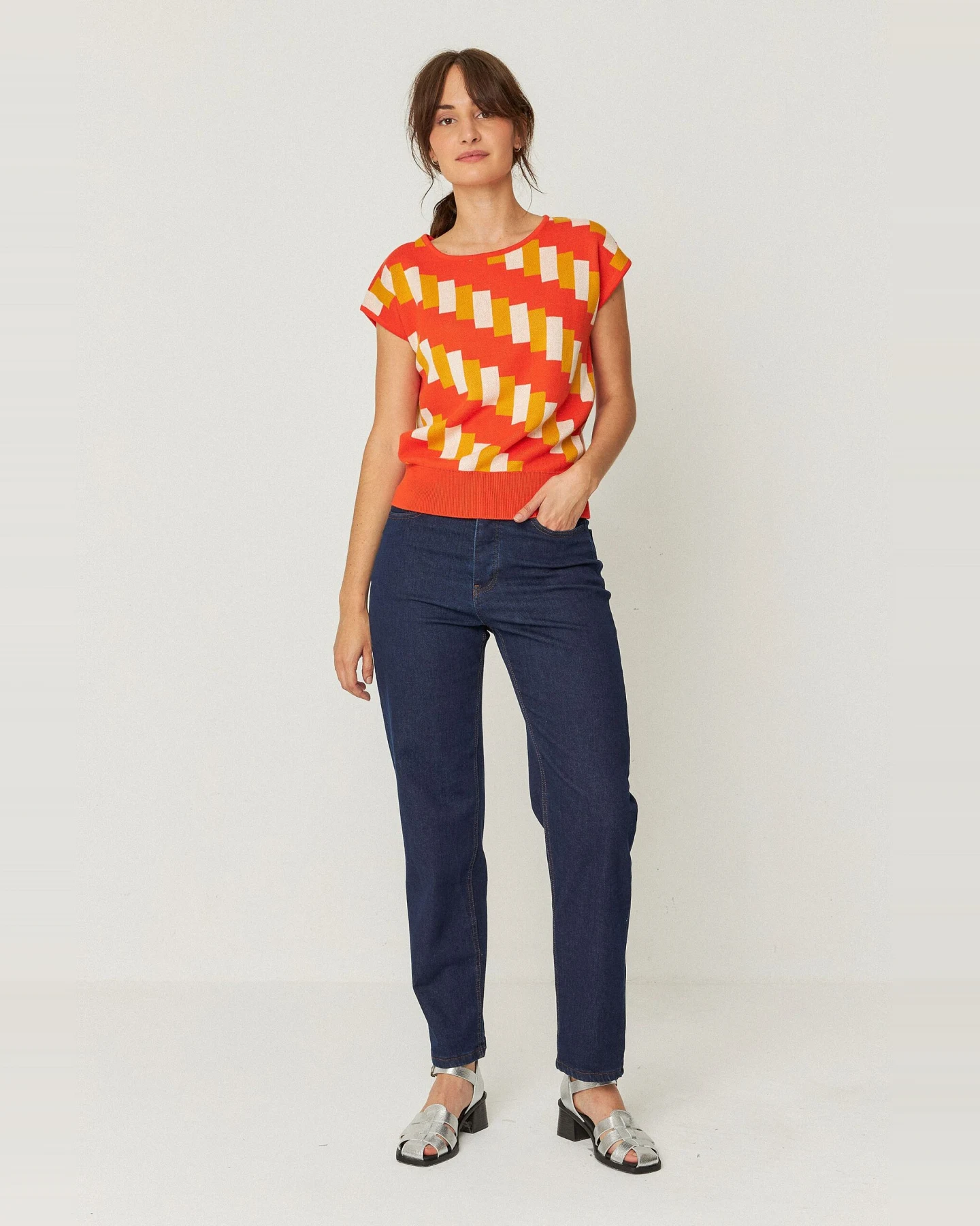 SKFK Damen vegan T-Shirt Intza Mehrfarbig Rot/Gelb – Ansicht 2