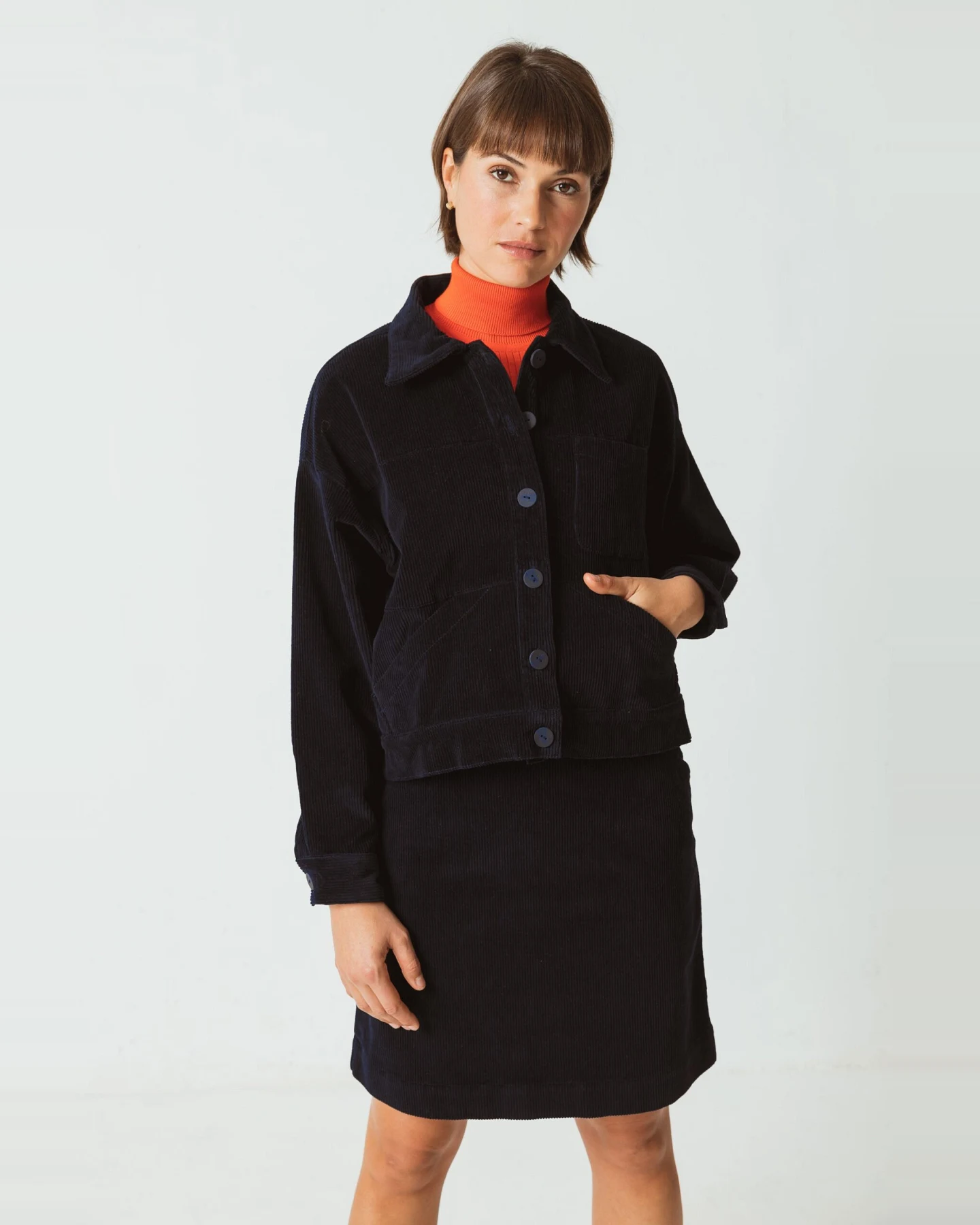 SKFK Damen vegan Jacke Zohargi Marineblau – Ansicht 2