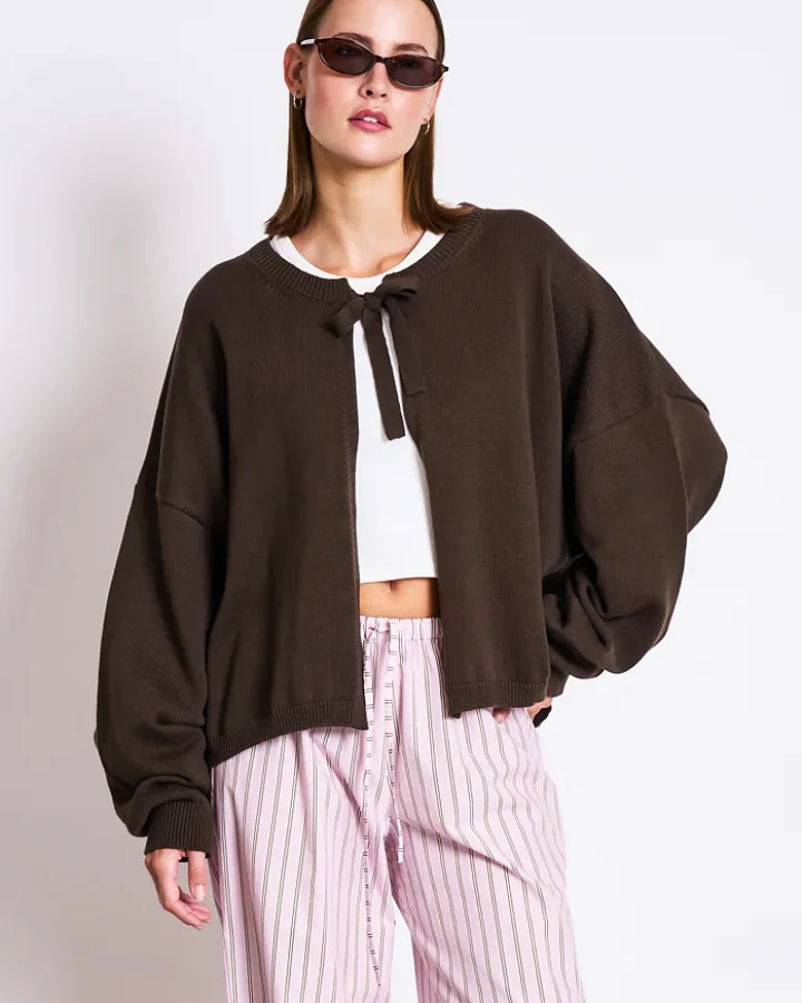 JAN 'N JUNE Damen vegan Strickjacke Zea Schlammbraun