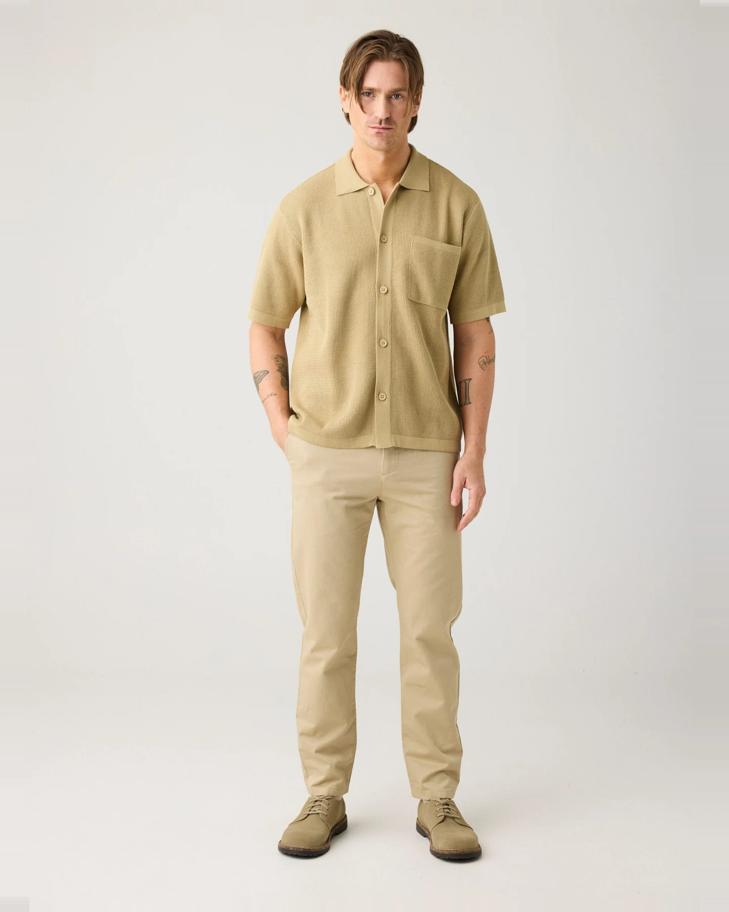 KnowledgeCotton Apparel Herren vegan Chino-Hose Chuck Regular Twill Beige – Ansicht 2