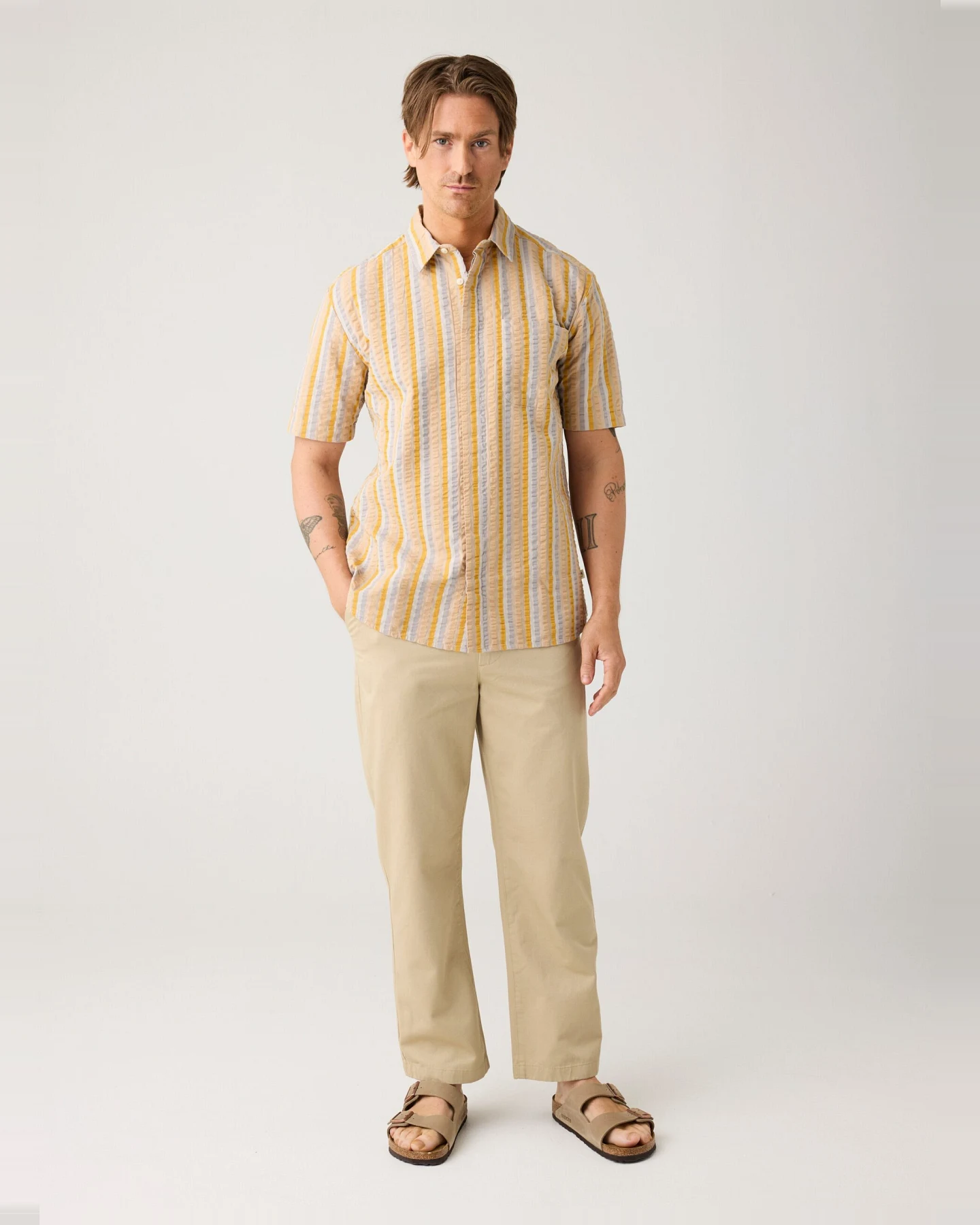 KnowledgeCotton Apparel Herren vegan Chino-Hose Flint Wide Twill Beige – Ansicht 2