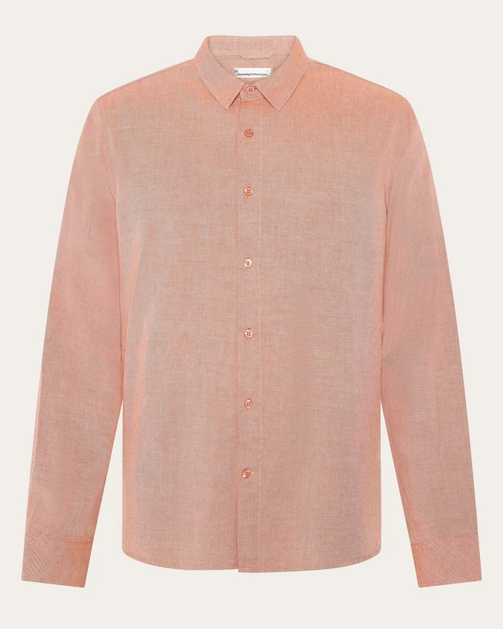 KnowledgeCotton Apparel Herren vegan Hemd Light Twill Burnt Brick