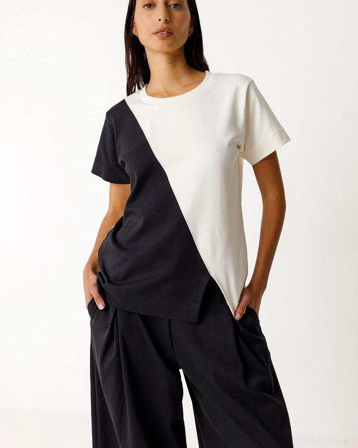SKFK Damen vegan T-Shirt Graxi Schwarz/Weiß