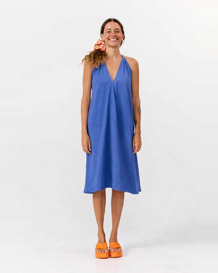 SUITE13LAB Damen vegan Kleid Mp Kurz Mittelblau