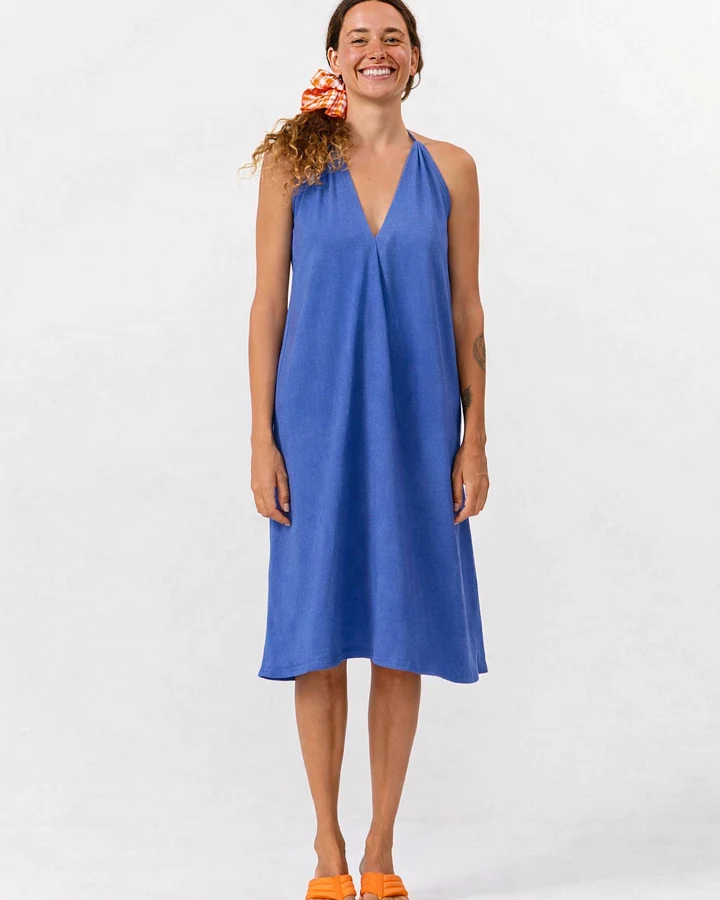 SUITE13LAB Damen vegan Kleid Mp Kurz Mittelblau