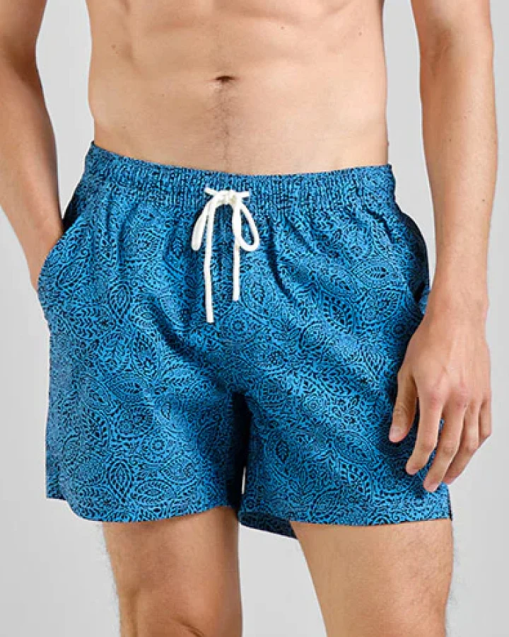 DEDICATED Herren vegan Badehose Birka Paisley Blau
