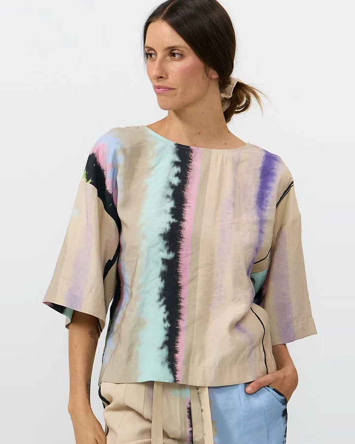 SUITE13LAB Damen vegan Bluse Sella Print Ones Multicolour