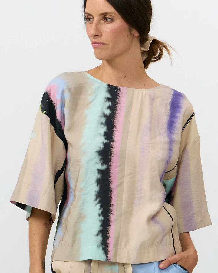SUITE13LAB Damen vegan Bluse Sella Print Ones Multicolour
