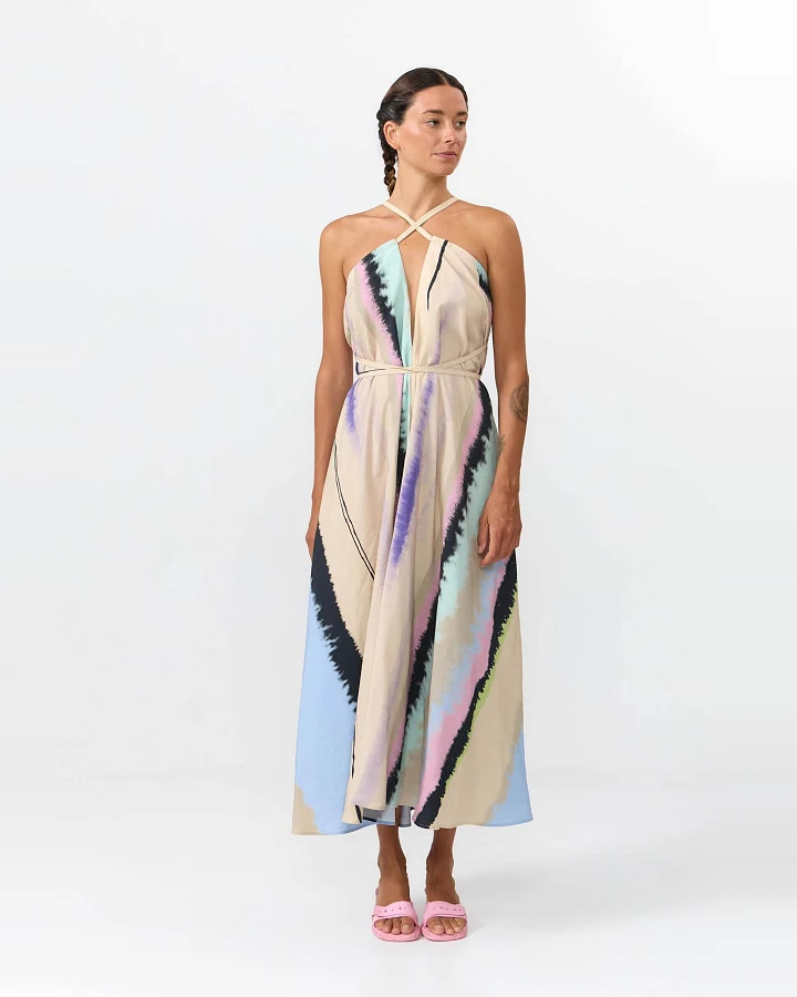 SUITE13LAB Damen vegan Kleid Mp Long Print Ones Multicolor