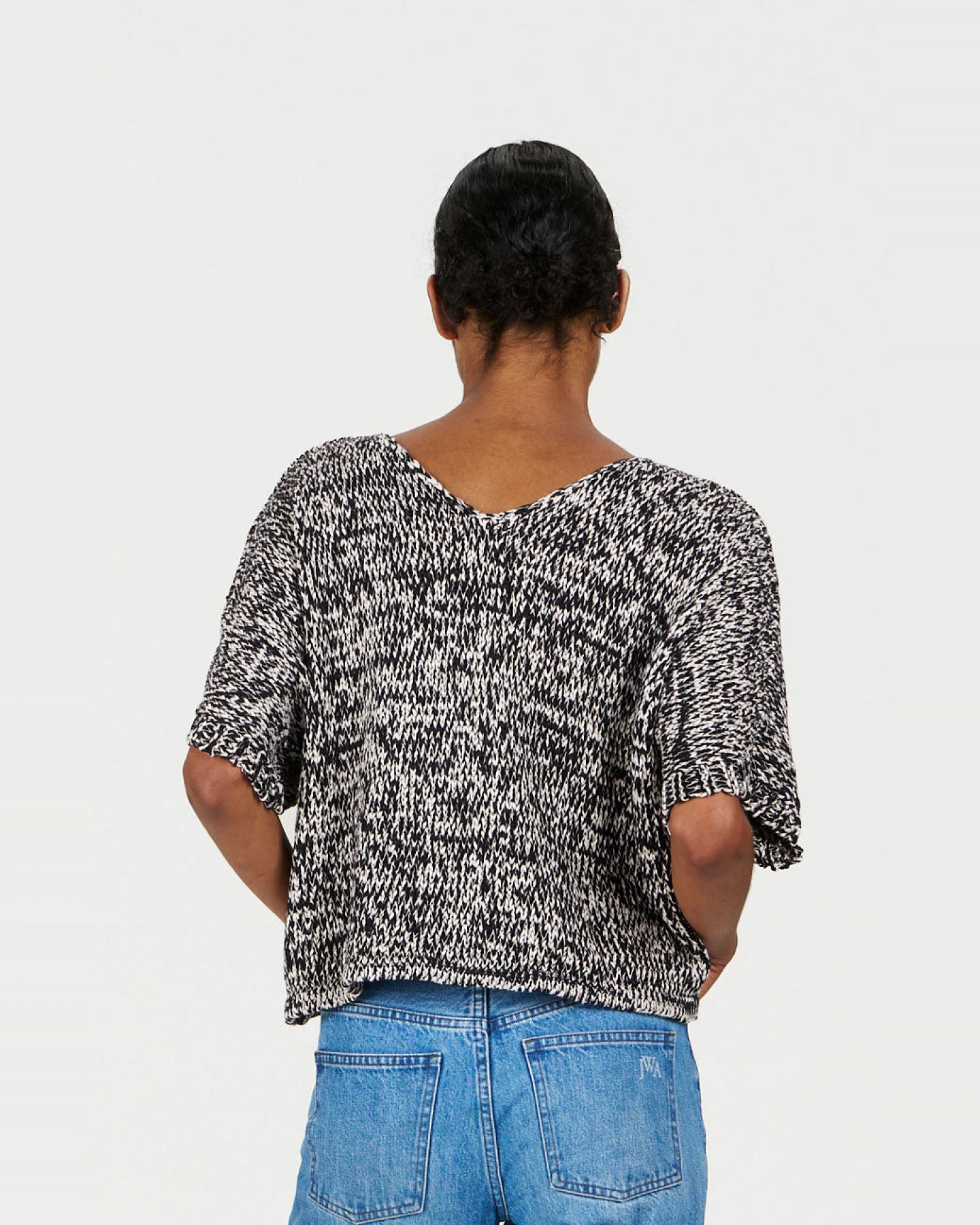 KOMODO Damen vegan Pullover Teresa Schwarz & Weiß – Ansicht 2
