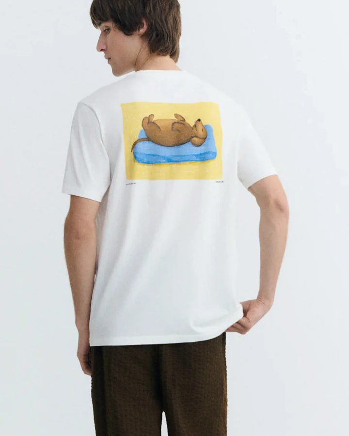 Thinking MU Herren vegan T-Shirt Zach The Dog Nap Weiß