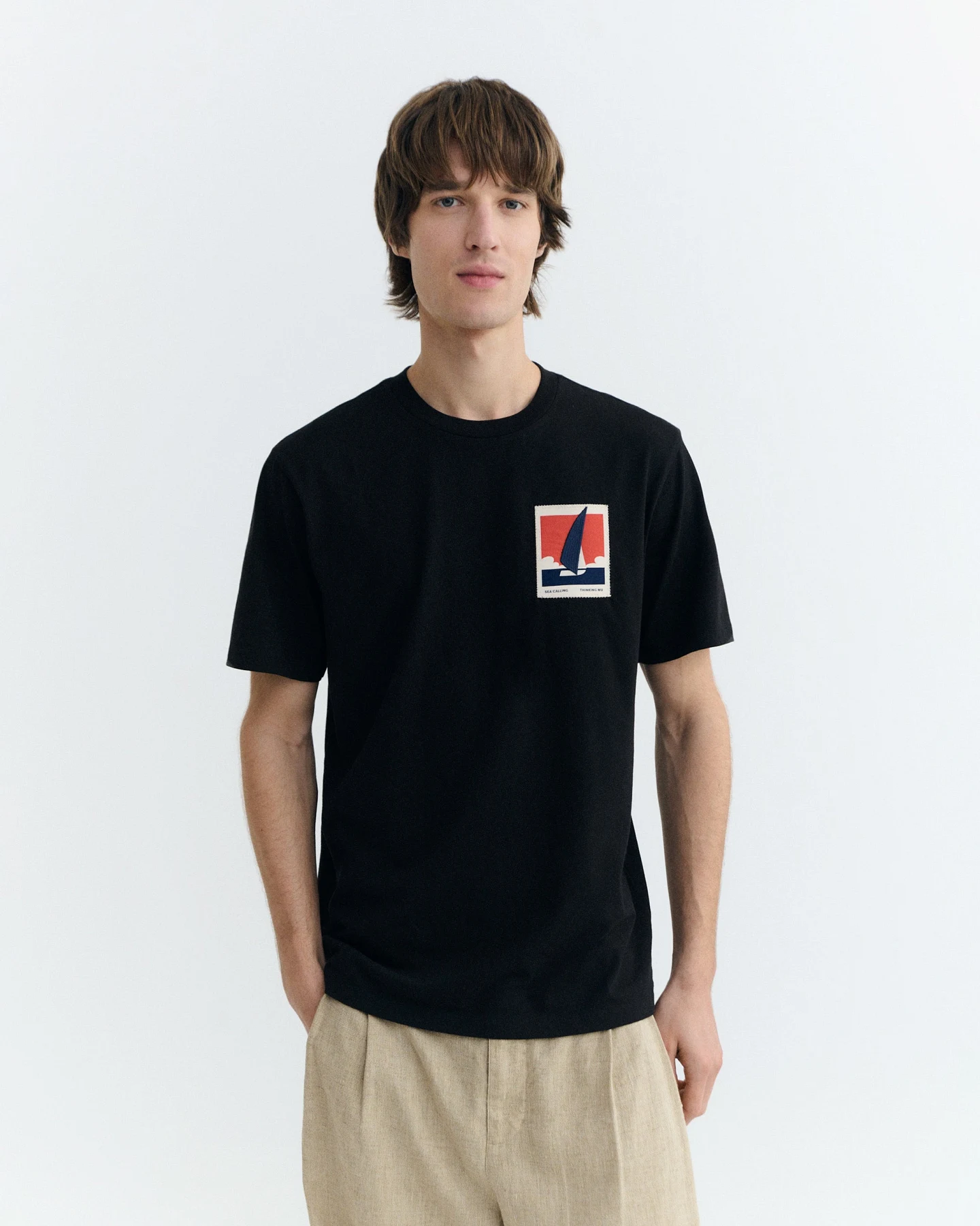Thinking MU Herren vegan T-Shirt Zach Patched Schwarz – Ansicht 2