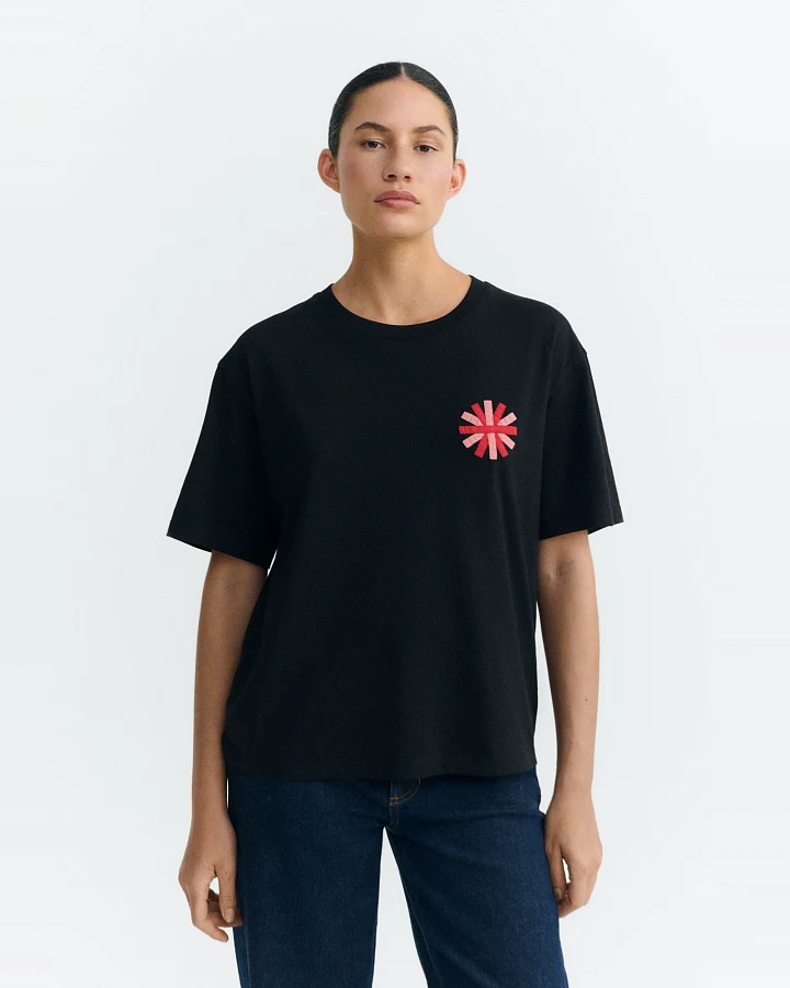 Thinking MU Damen vegan T-Shirt Sunny Lucia Patched Schwarz