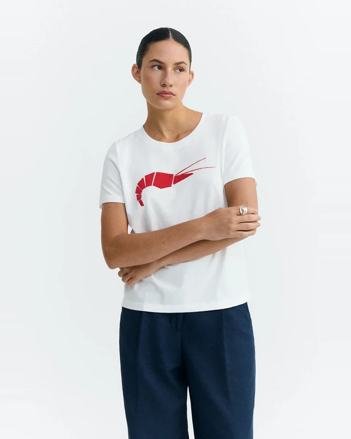 Thinking MU Damen vegan T-Shirt Patched Origami Ida Weiß