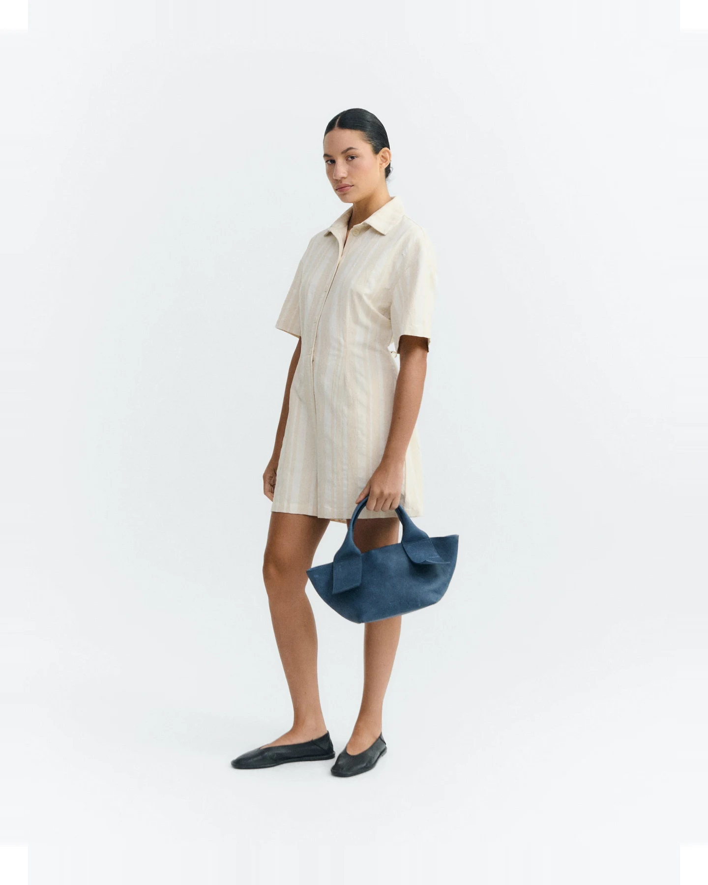 Thinking MU Damen vegan Jumpsuit Roberta Gestreift Natürlich – Ansicht 2
