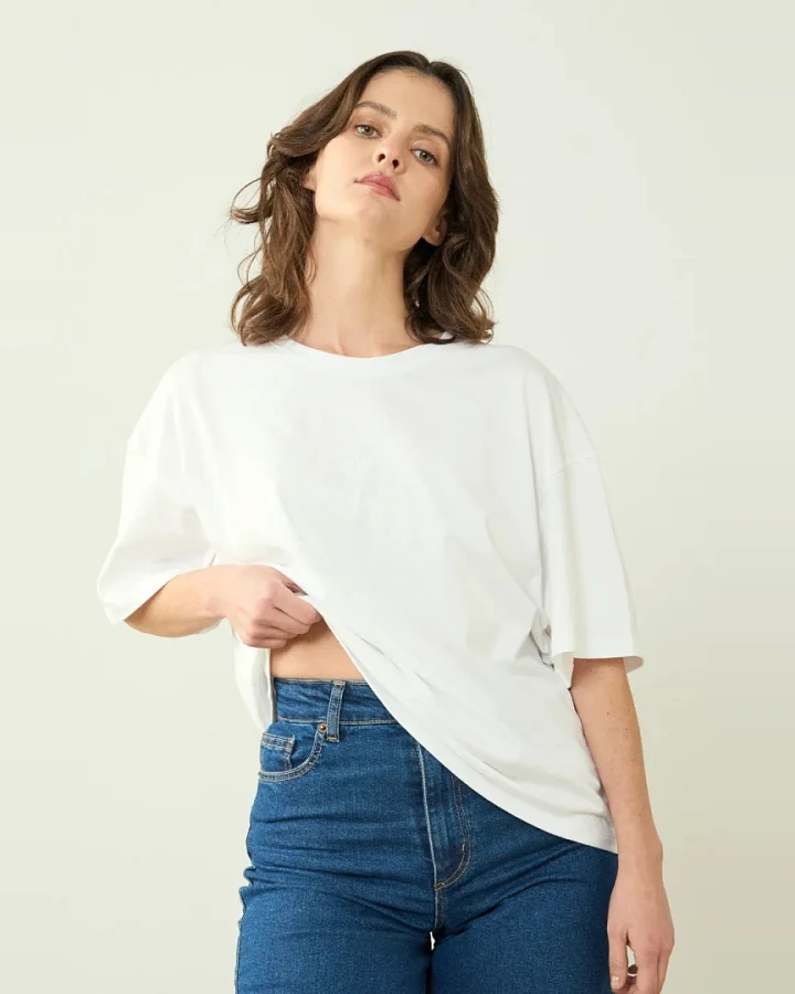 Clotsy Damen vegan T-Shirt Oversized Weiß