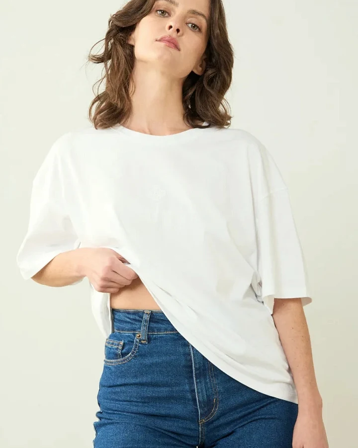 Clotsy Damen vegan T-Shirt Oversized Weiß