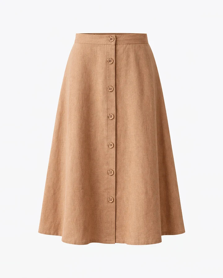 De IONESCU Damen vegan Midirock Leinen Cappuccino