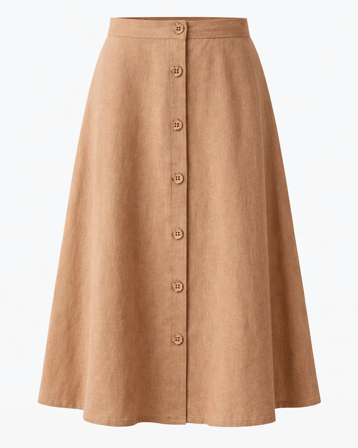 De IONESCU Damen vegan Midirock Leinen Cappuccino