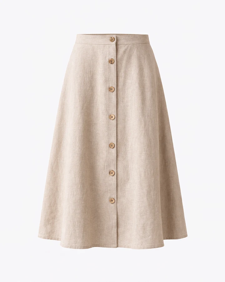 De IONESCU Damen vegan Midirock Leinen Beige
