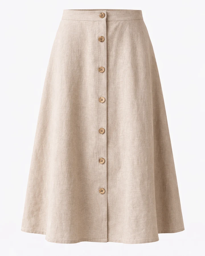 De IONESCU Damen vegan Midirock Leinen Beige